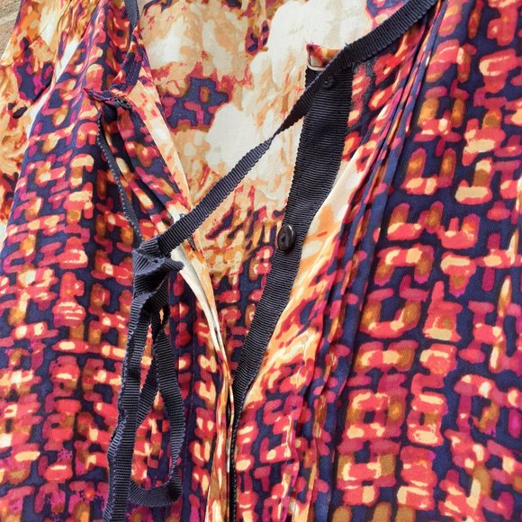 Autumn Colors Flower Boho Satin-feel Flowy Button L/Sleeve Blouse 1X,measurement - Picture 5 of 5